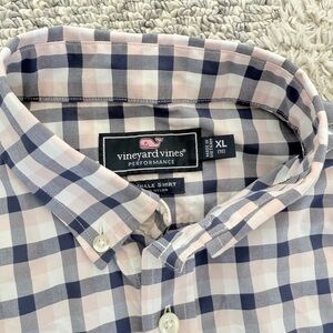 Vineyard Vines Navy and White Plaid Shirt